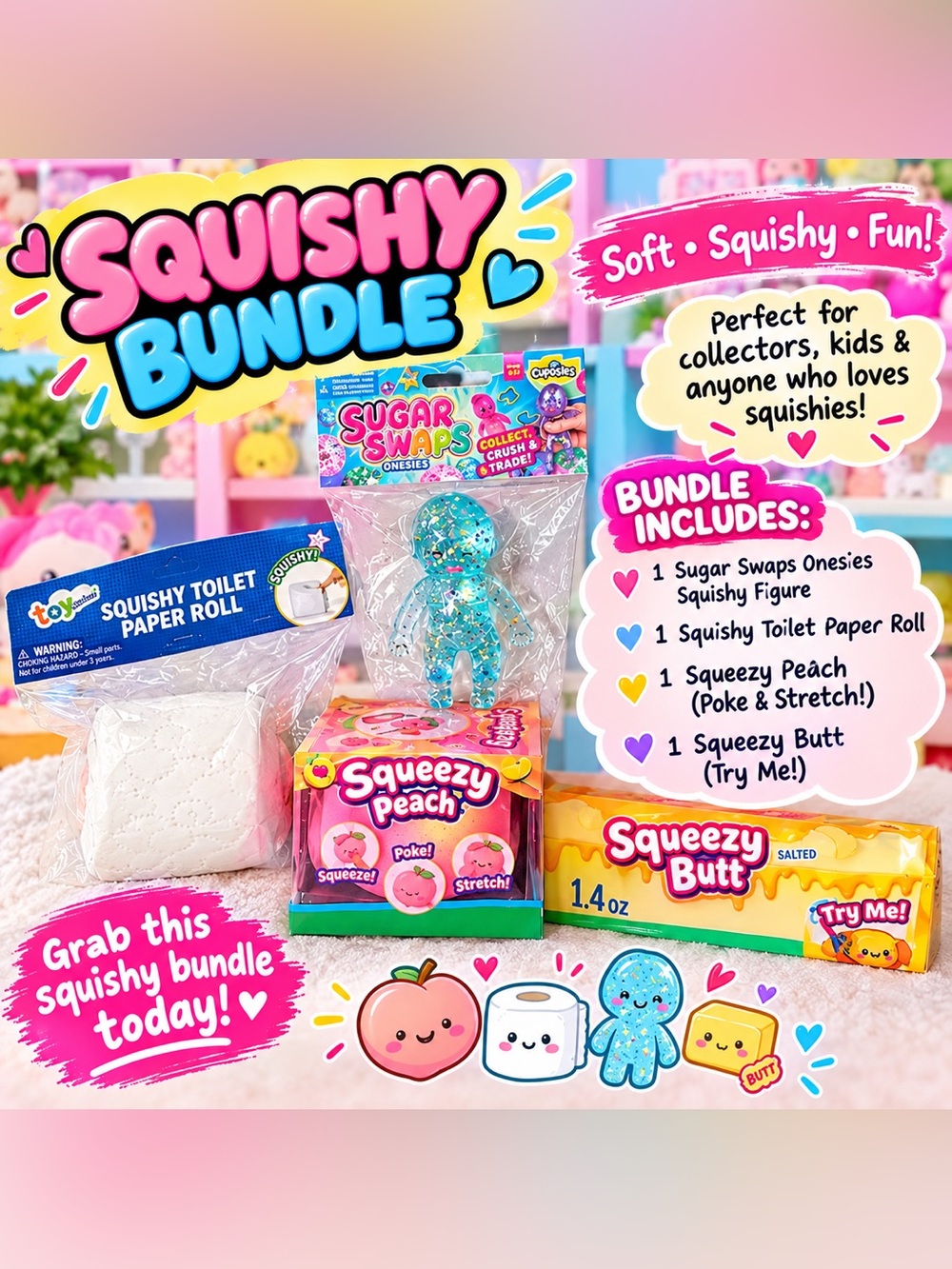 Squishy Bundle — Blue Glitter Squishy Figure